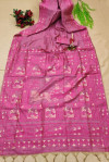Rani pink color soft handloom silk saree with weaving work
