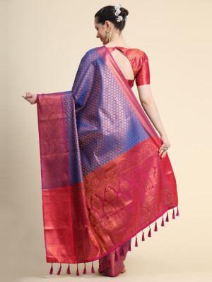 Dissemble Royal Blue Soft Silk Saree With Improbable Blouse