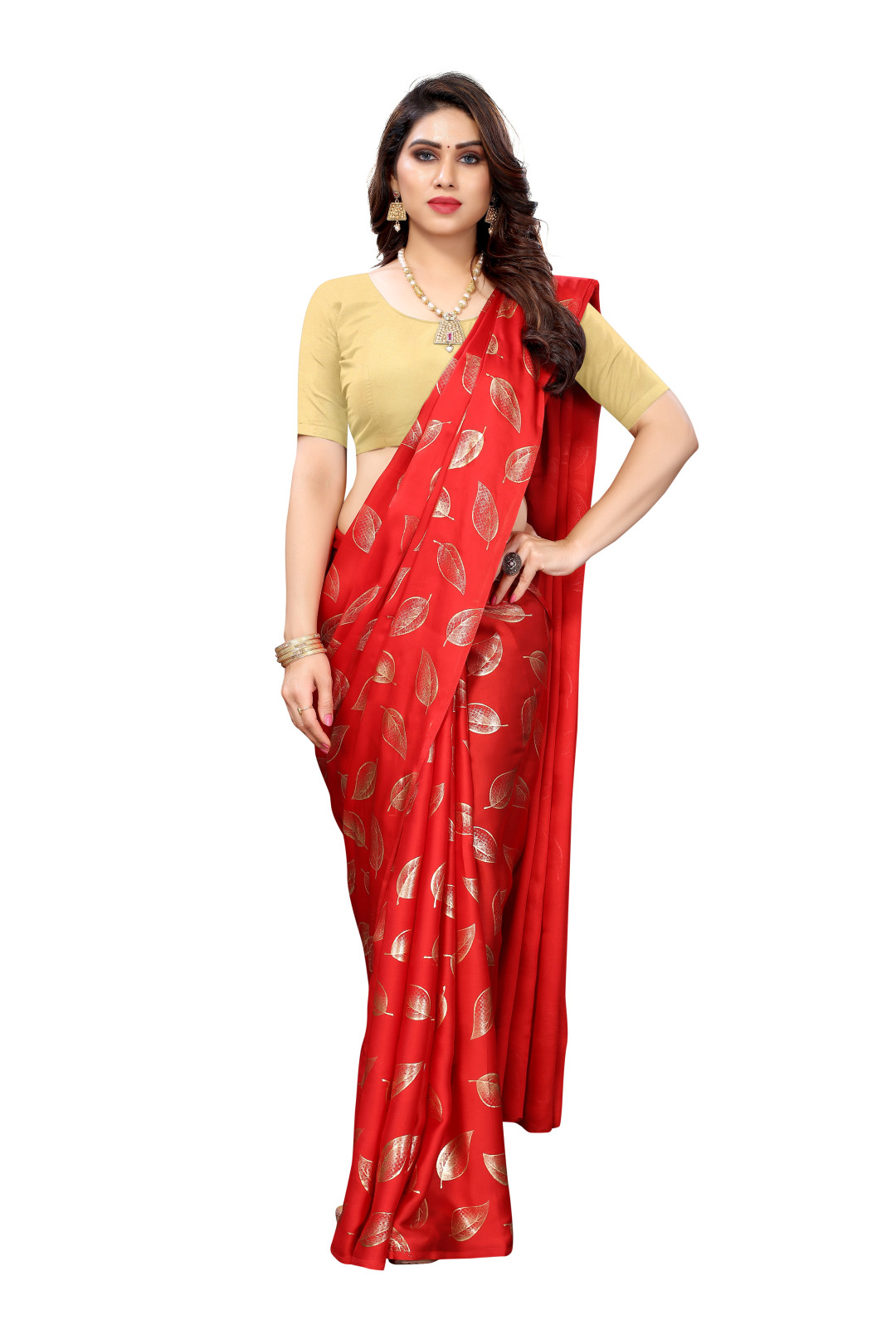 Red Color Pure Satin Silk Saree 9648