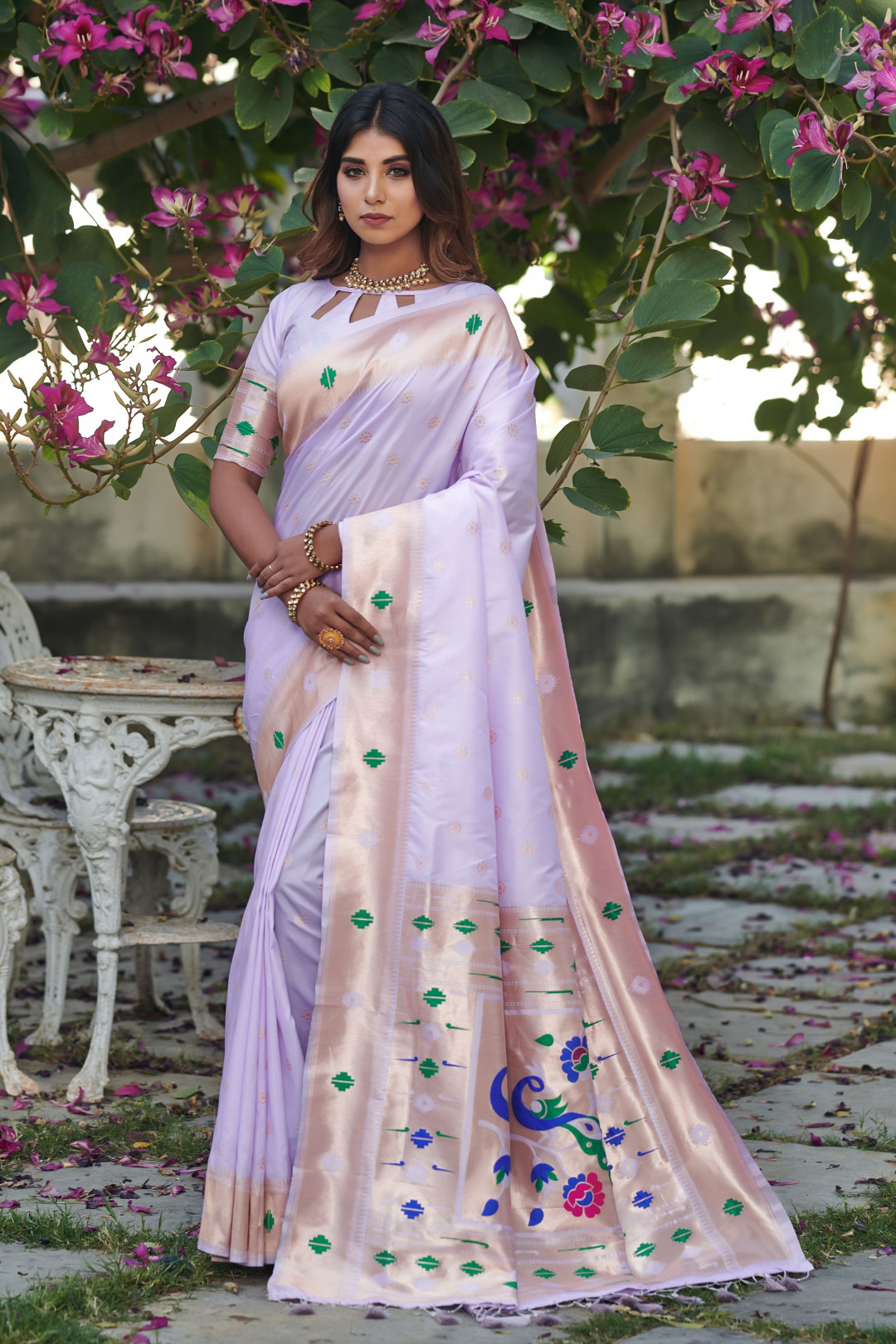 Buy Gorgeous Lavender Woven Paithani Silk Festival Wear Saree - Zeel  Clothing