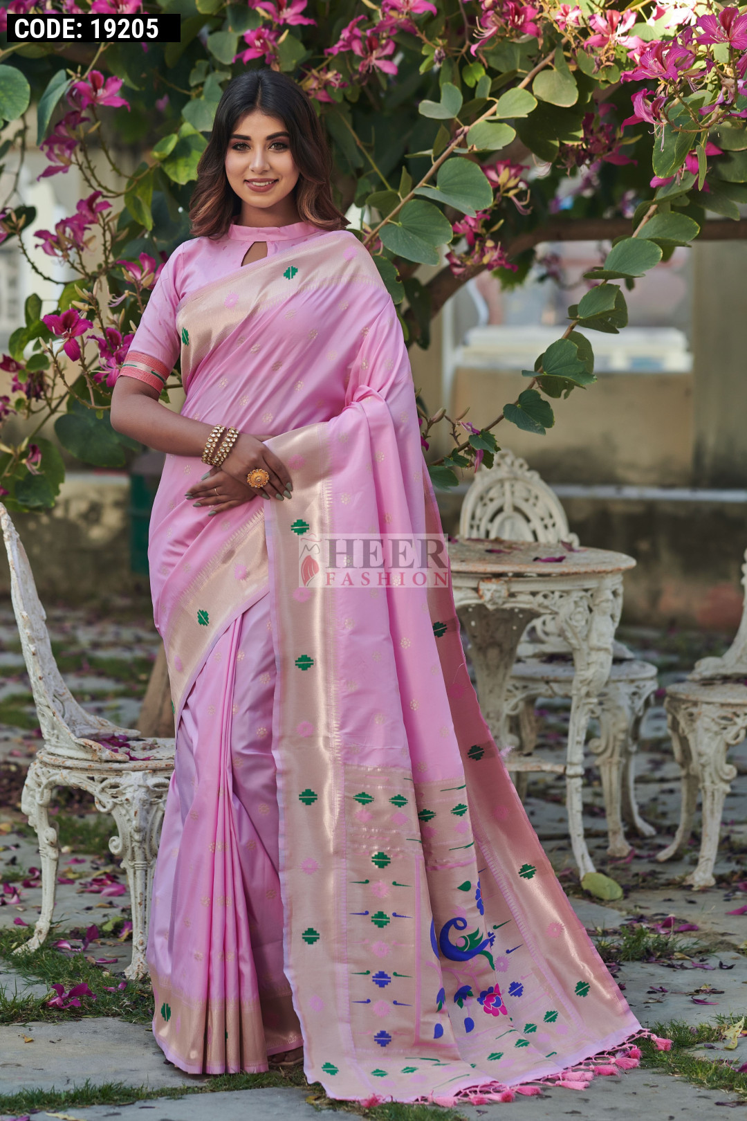 Silk half n half Saree in Pink colour 5401