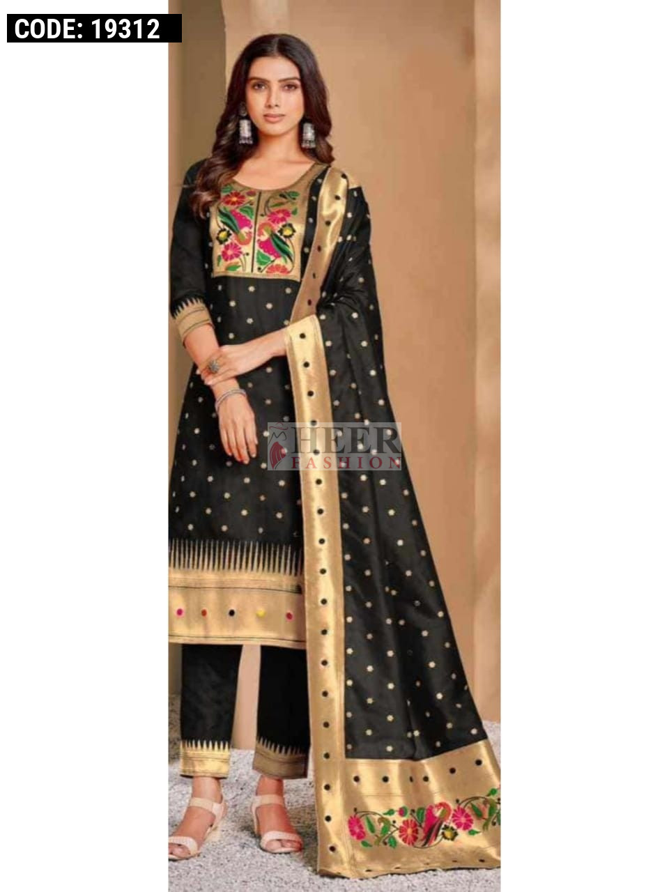 Buy Black Banarasi Silk Wedding Wear Paithani Saree Online From Wholesale  Salwar.