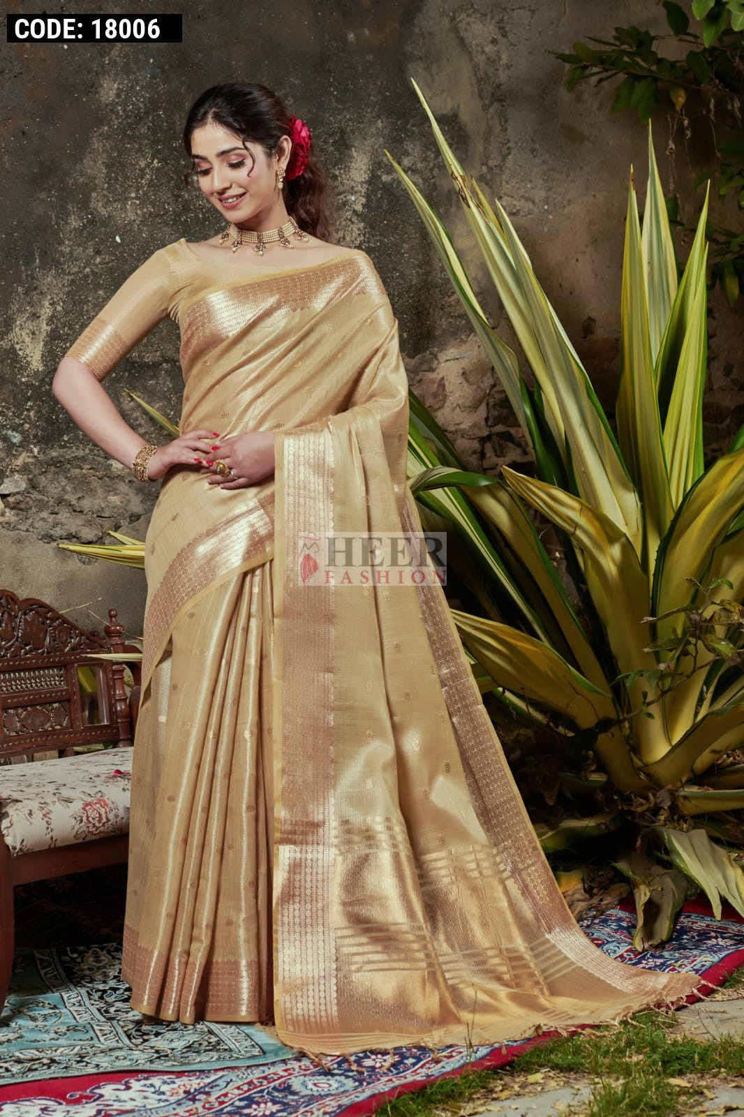 Shop the Hottest Beige Silk Saree Online Now