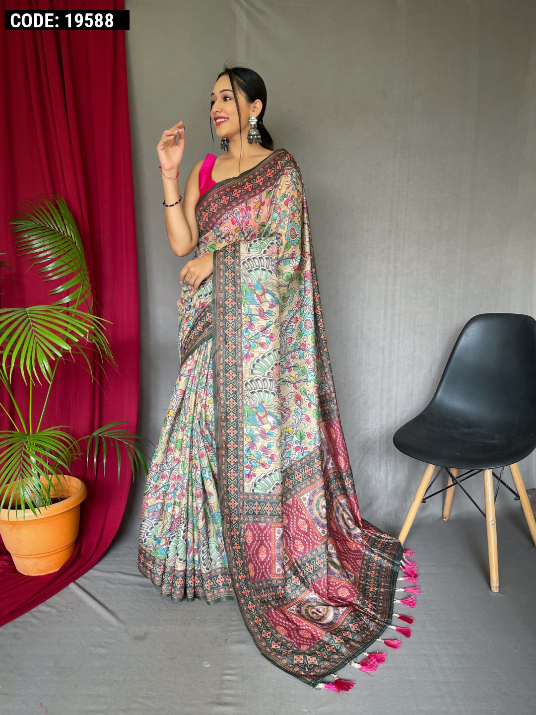 kalamkari cotton sarees below 500 | KCS007 | Delightful Colours | 50%  Discount - AB & Abi Fashions