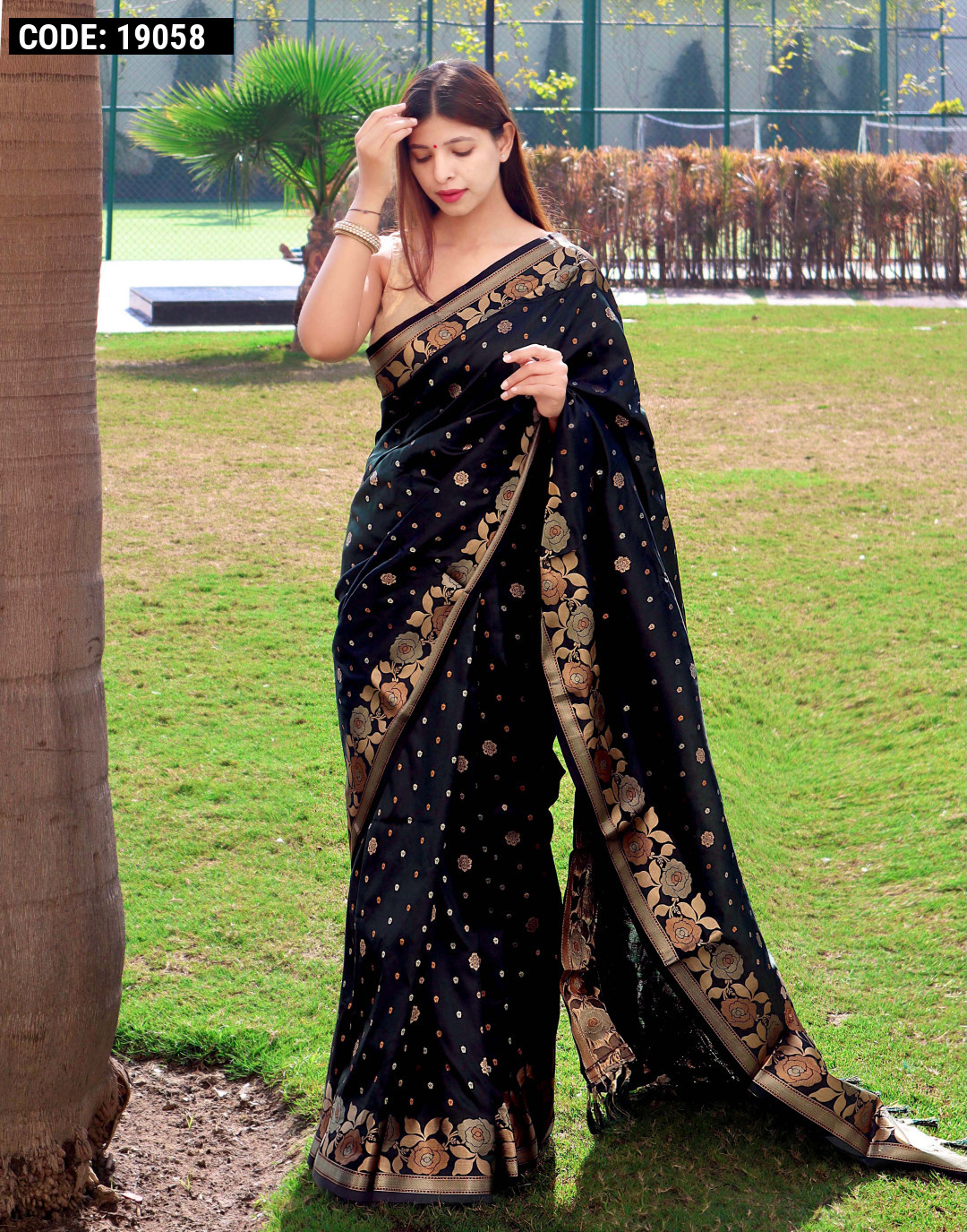 Patch Border Work Black Classic Designer Saree - New Arrivals