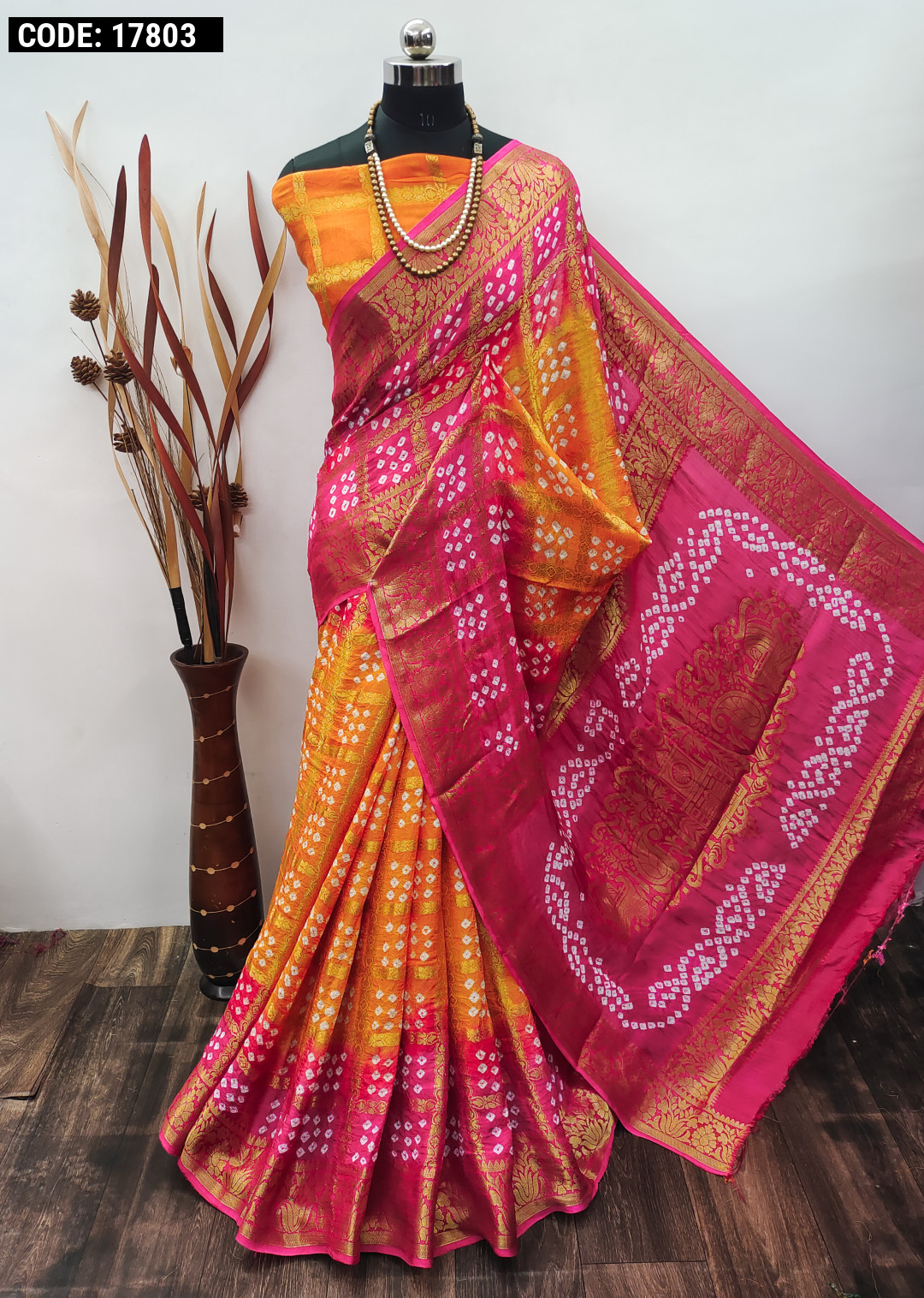 Stunning Orange & Pink Paithani Cotton Silk Saree – Luxurion World