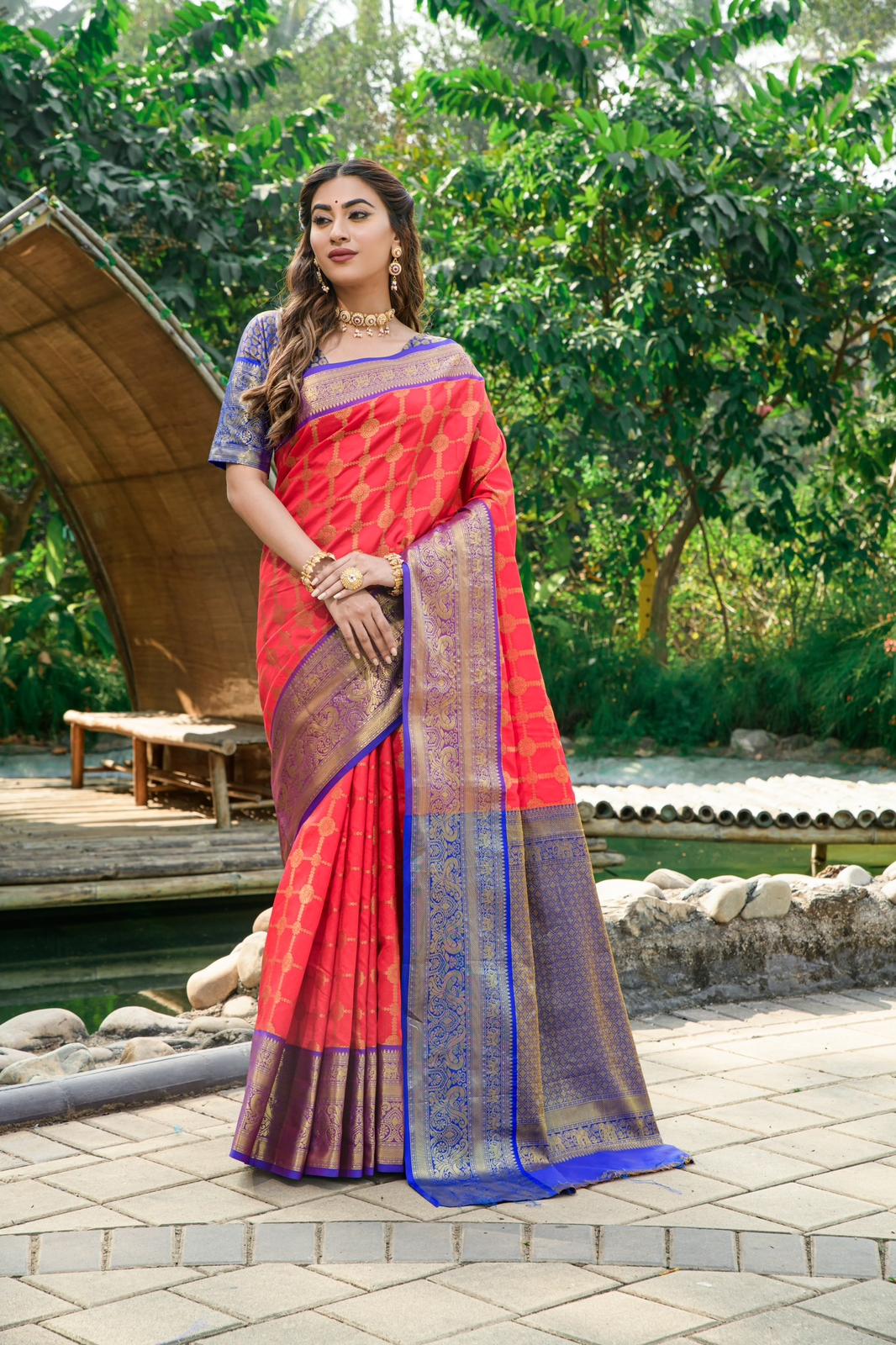 Buy ASHVMEGH Woven Kanjivaram Art Silk Orange Sarees Online @ Best Price In  India | Flipkart.com